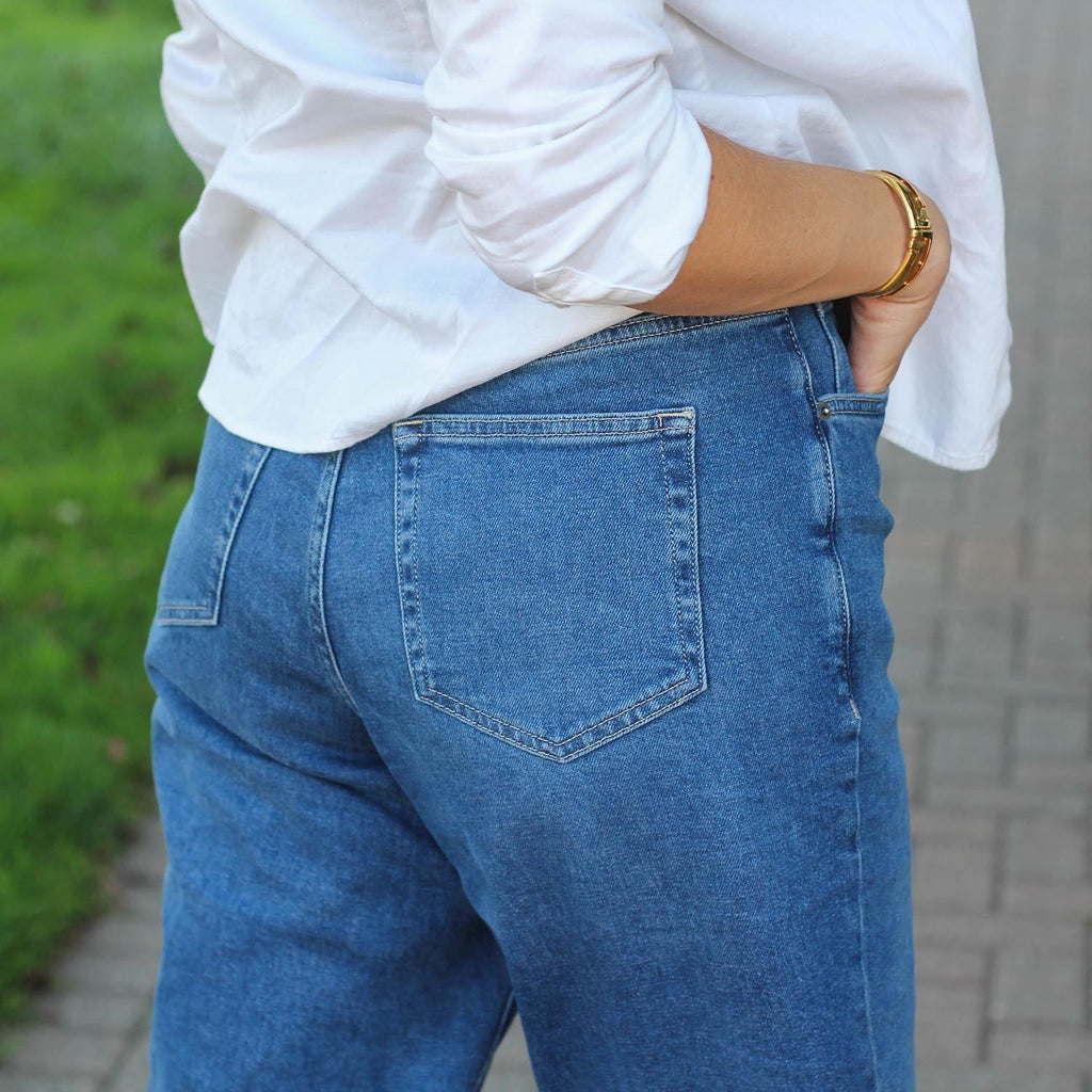 Organic Mom Jeans - Atlantic